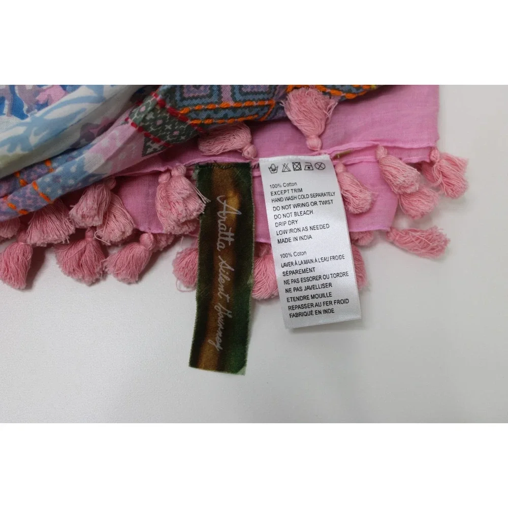 Aratta Silent Journey Scarf Floral Embroidered Tassel 40